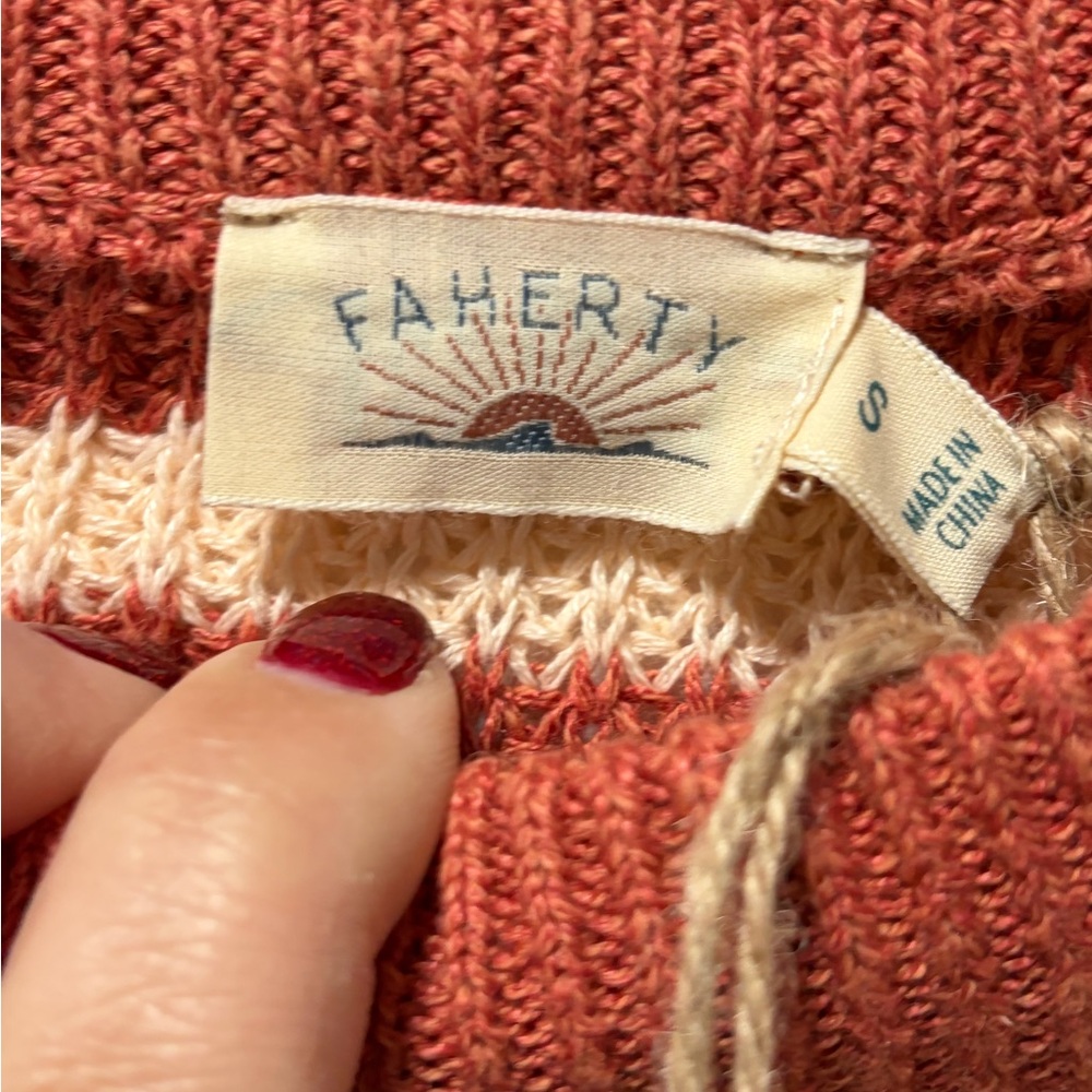 Faherty Miramar Linen Sweater Tank NWT size Small in Sandstone Stripe Sleeveless - Picture 8 of 13